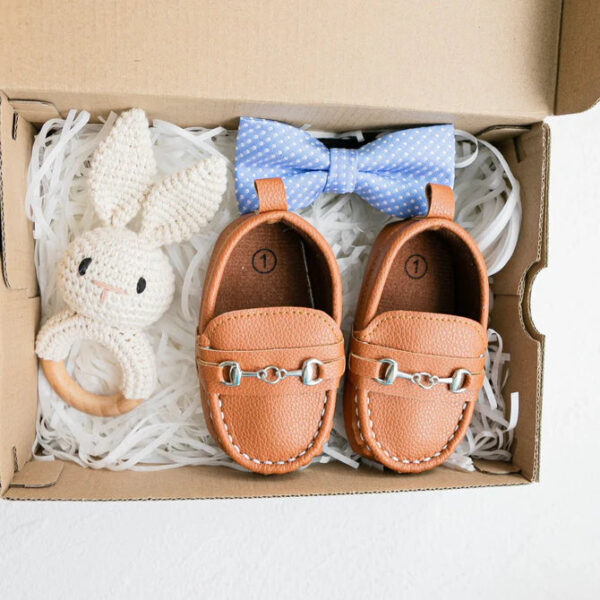Baby Loafers in Brown or Black, Baby Safe Faux Leather
